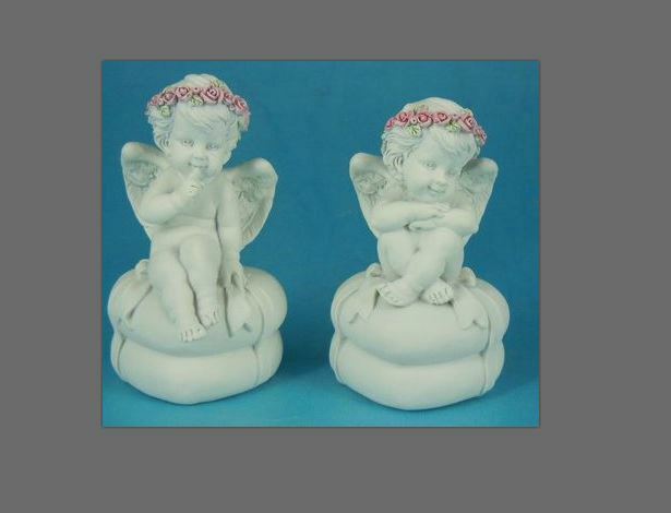 Pair of Guardian Angel Figurine Cherubs Sat on Hearts Statue Ornament Sculpture-Collectables:Fantasy, Myth & Magic:Mythical Creatures:Angels-OsirisTradingUK