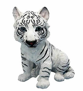 Realistic Effect Cute White Tiger Cub Statue Figurine Ornament Gifts