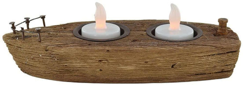 Reclaimed Wood Nautical Boat Candle Holder Ornament Hand Made-OsirisTradingUK
