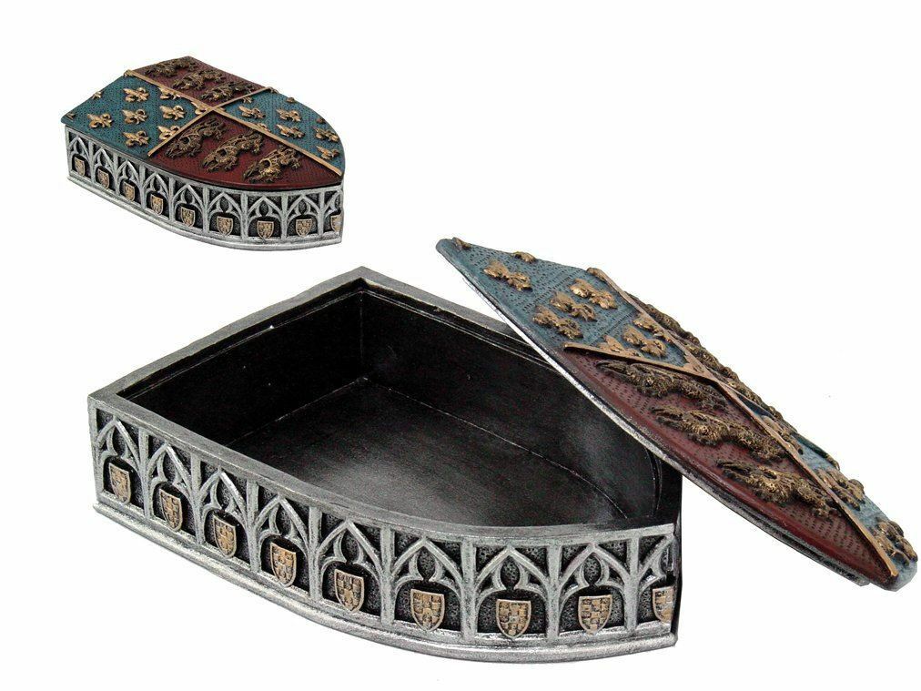 Medieval Style Shield Trinket Box Secrets Stash Knight Templar Style Ornament