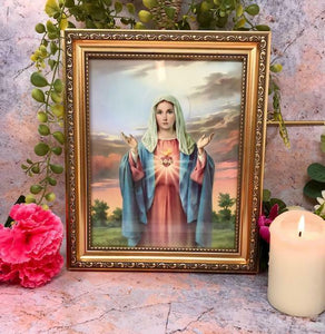 Laminated Framed Picture The Immaculate Heart of Mary Christianity Religious-OsirisTradingUK