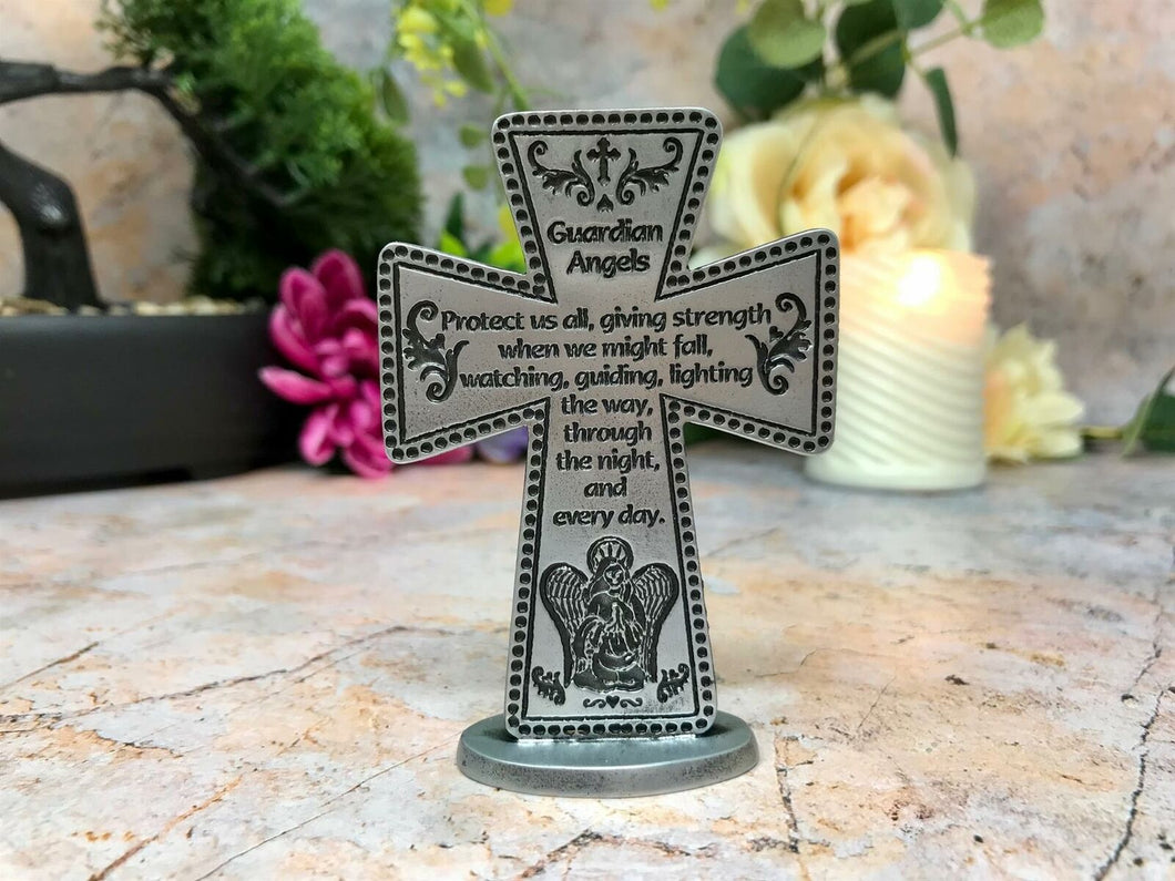 Standing Cross Guardian Angel Religious Ornament-OsirisTradingUK