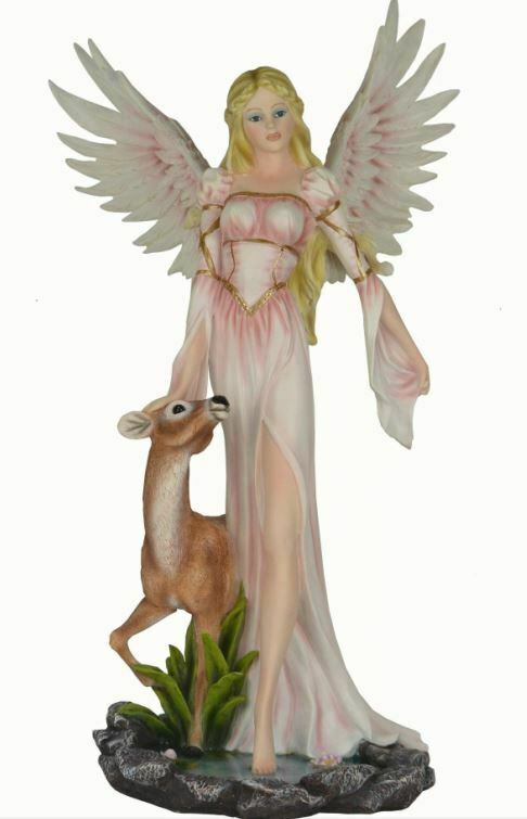 Large Angel and Deer Companion Sculpture Statue Mythical Creatures Figure Gift