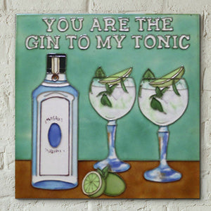 Gin To My Tonic 8x8 Decorative Ceramic Picture Tile Gift Plaque Wall Decor