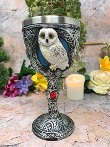 Wise Owl Goblet Chalice Gothic Decor Owls Collection Medieval Style Ornament