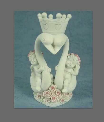Guardian Angel Figurine Cherub Riding Swans Love Heart Companions Ornament Gift