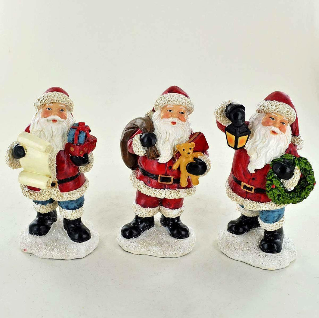 Santa Ornaments Novelty Figures for Xmas Display Father Christmas - Set of 3