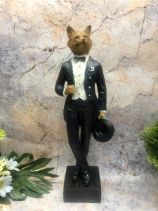 Gentleman Fox Statue Vintage Clothing Style Fantasy Dapper Animals 27.5 cm