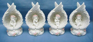 Set of Four LED Guardian Angel Figurine Cherub Statue Ornament Sculpture Gift