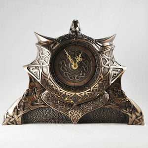 Large Bronze Celtic Clock Gaelic Sculpture Ornament 32 cm