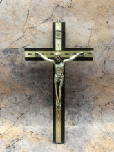 Load image into Gallery viewer, Dark Wood Crucifix Metal Inlay Corpus Christi Jesus Cross Religious Ornament-OsirisTradingUK
