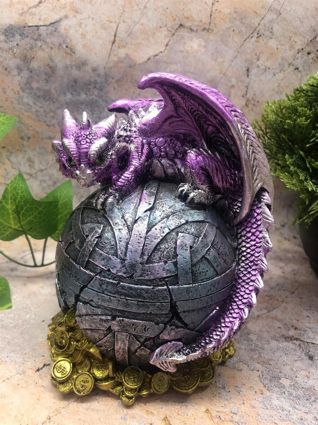 Whimsical Purple Dragon Money Bank Fantasy Saving Box Dragons Collection-OsirisTradingUK