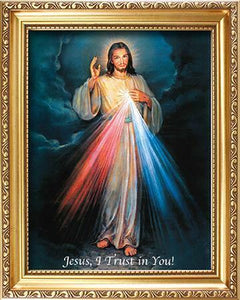 Laminated Framed Picture Divine Mercy Jesus Christianity Religious Decoration-OsirisTradingUK