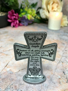 Standing Cross Guardian Angel Religious Ornament-OsirisTradingUK