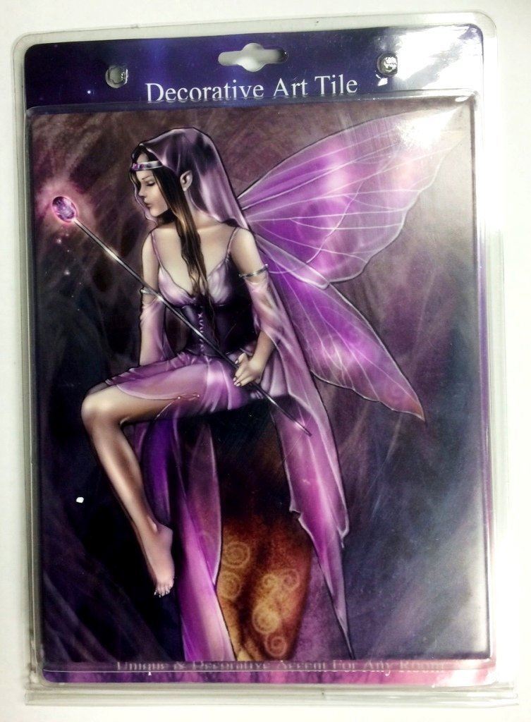 Stunning Fantasy Ceramic Art Tile Amethyst Fairy by Renee Biertempfel-OsirisTradingUK