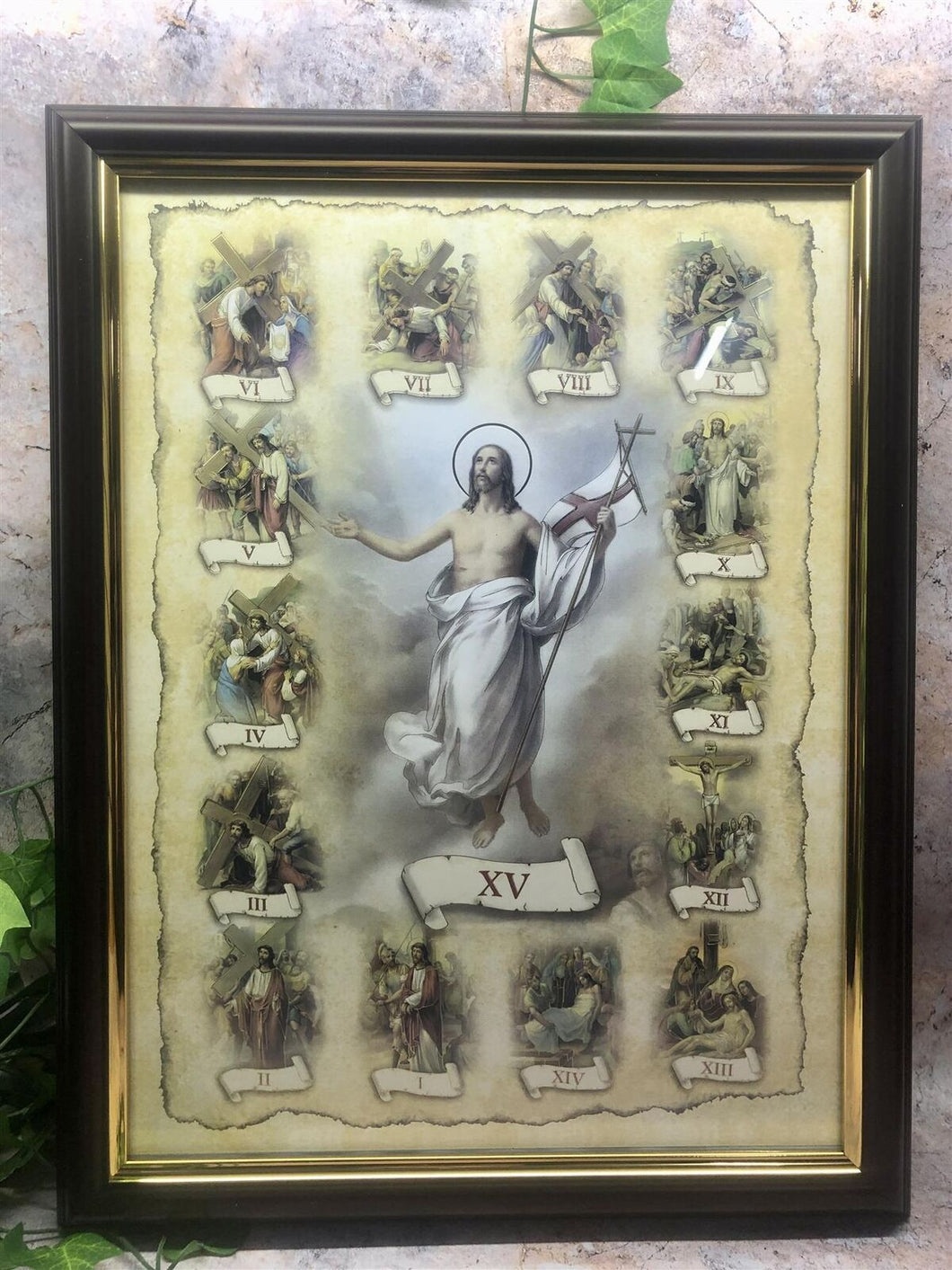 Framed Picture Stations of the Cross Jesus Christianity Religious Wall Decor-OsirisTradingUK