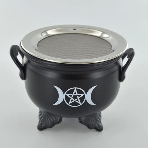 Triple Moon Goddess Incense Burner Cauldron Wicca Pagan Altar-OsirisTradingUK