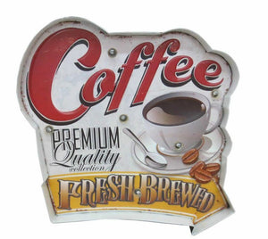 Vintage Metal 3D LED Logo Sign Kitchen Lounge Coffee Wall Plaque Shabby Chic-OsirisTradingUK