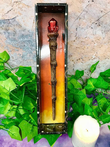 Witches Wizards Fantasy Cosplay Wand Magical Spells Sorcery Red Crystals Skull-OsirisTradingUK