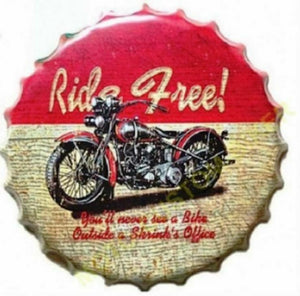 Plaque murale vintage en métal avec logo 3D pour moto, garage, casquette de bière, homme des cavernes