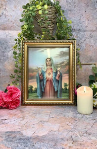 Laminated Framed Picture The Immaculate Heart of Mary Christianity Religious-OsirisTradingUK