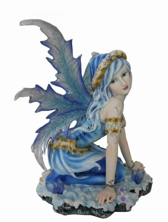 Grande statue de fée d'hiver et sculpture créatures mythiques figurine cadeau ornement