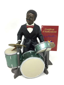 Sculpture Figurine Batteur Jazz Blues Percussionniste Musicien Batterie Statue 