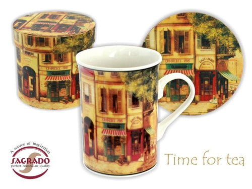 Time for tea - Villa Rustica Set of Mug and cork pad-OsirisTradingUK