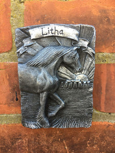 Litha Shire Horse Sabbat Animal Silver Coloured Wall Plaque Pagan Wiccan