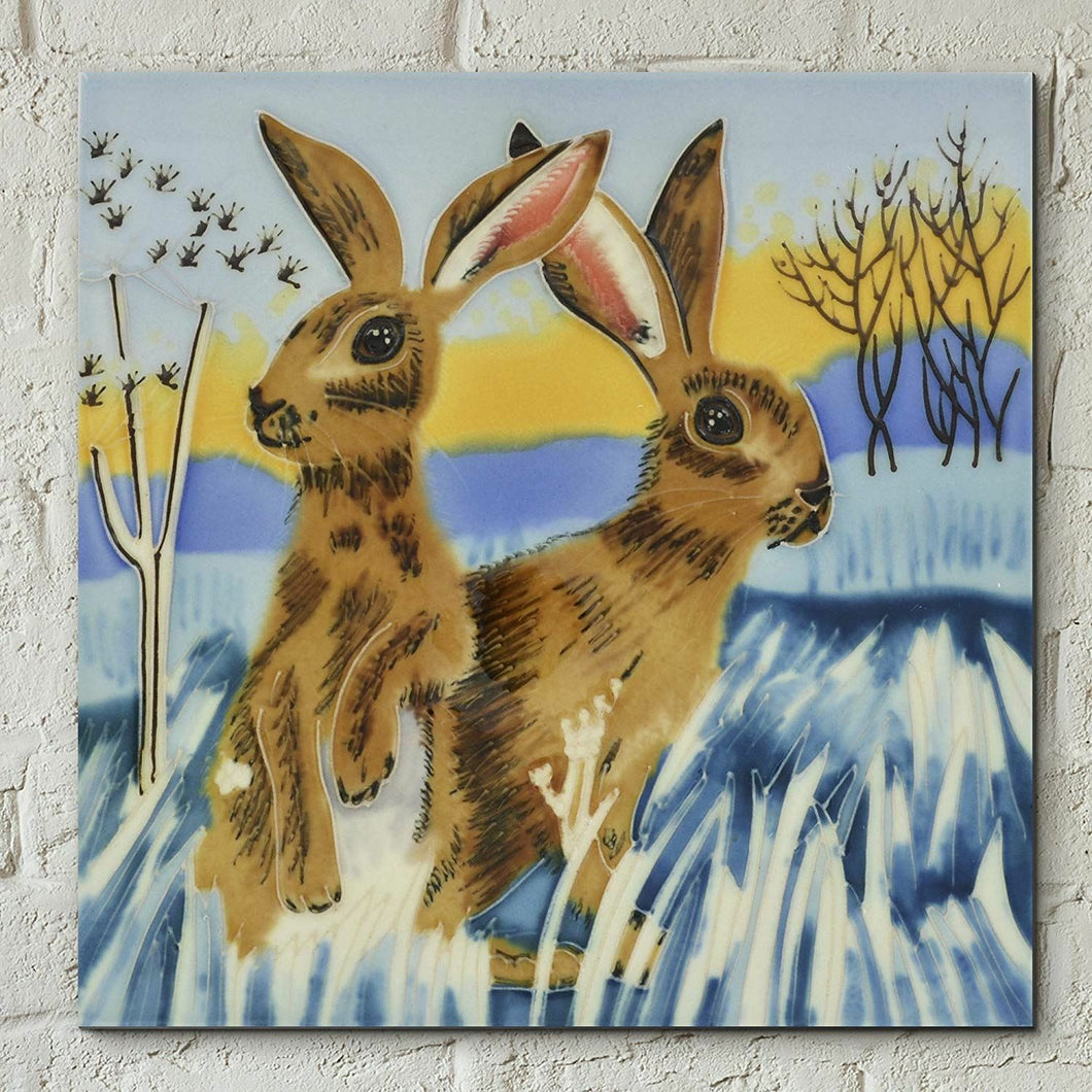 Bright New Day Decorative Hare Ceramic Tile by Judith Yates Wall Art Gift Decor