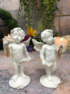 Pair of Guardian Angel Figurine Wishing Cherubs Statue Ornament Sculpture Gift