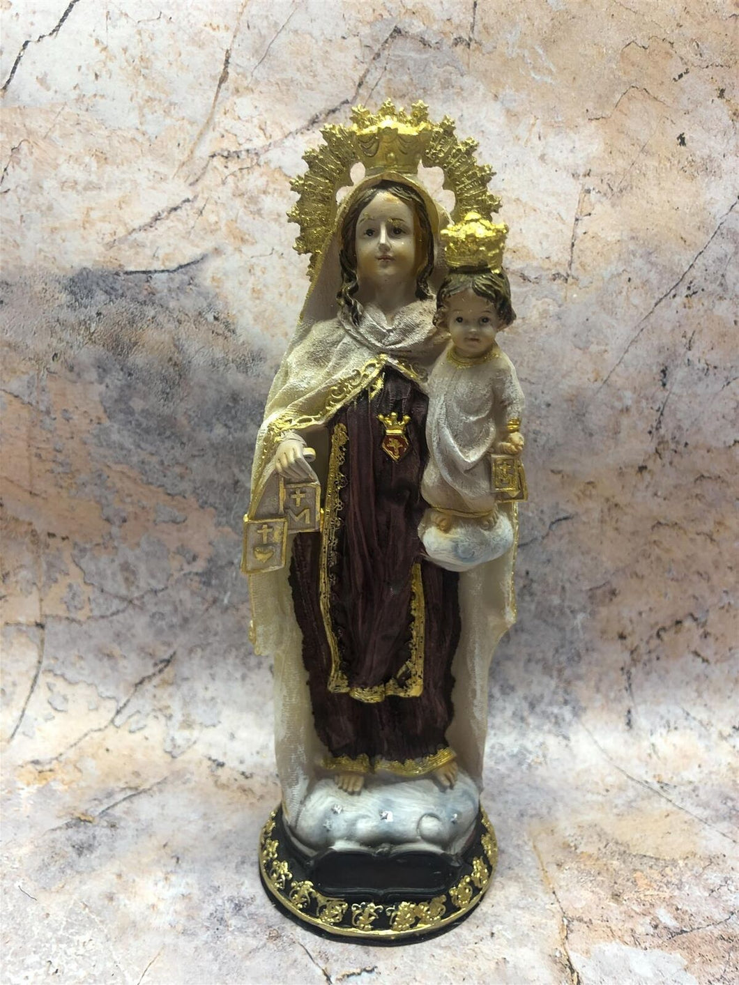 Our Lady of Mount Carmel Virgin Mary Sculpture Statue Religious Ornament 20 cm-OsirisTradingUK