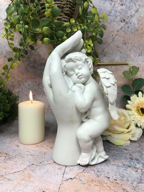 Beautiful Baby Resting in Hand Angel Cherub Ornament Mothers Grandma Present