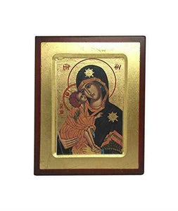 Virgin Mary and Baby Jesus Icon Style Religious Wall Plaque Decor