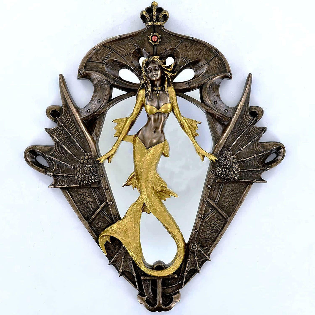Bronze Effect Mermaid Wall Plaque Mythical Creature Home Decoration Sculpture