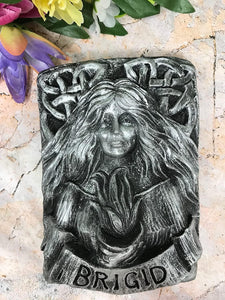 Brigid with the Cauldron Silver Brighid Wall Plaque Pagan Wiccan Sculpture-OsirisTradingUK