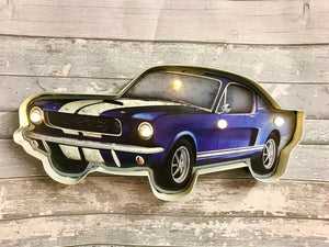 Vintage Metal 3D LED Logo Sign Muscle Car Man Cave Wall Plaque Workshop Decor