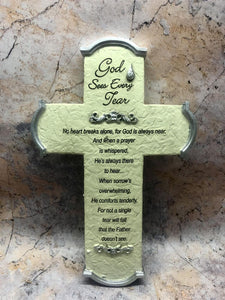 God Sees Every Tear Wall Cross Ceramic Plaque Sculpture Religious Catholic-OsirisTradingUK