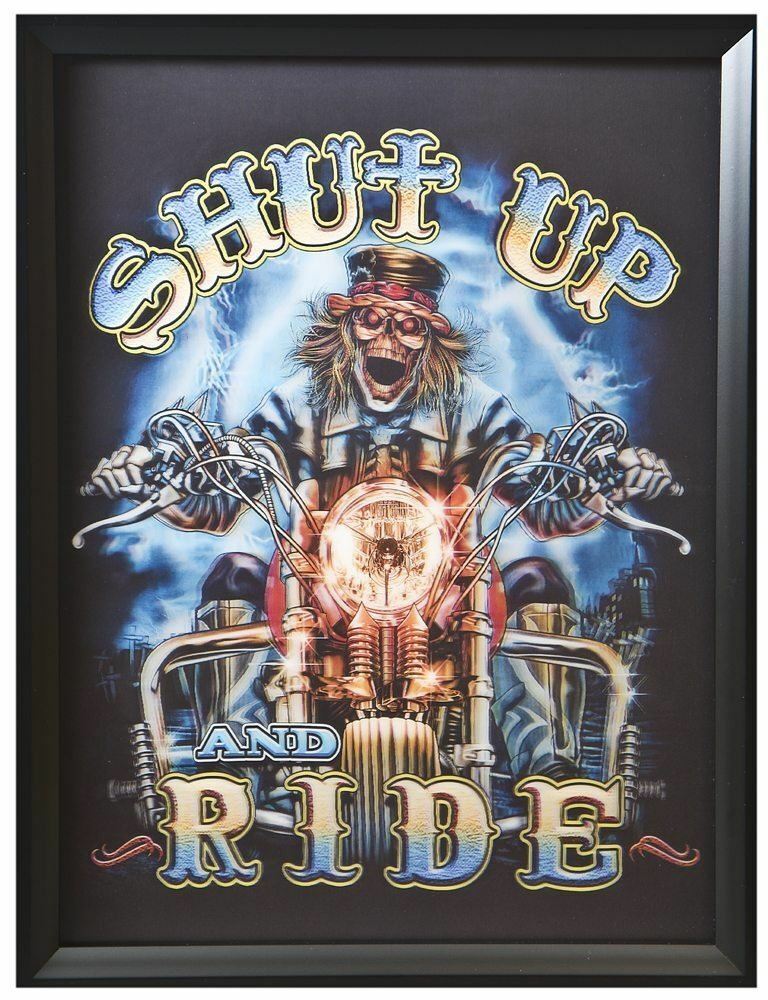 Goth Rocker Steampunk Framed 3d Art Print Ready To Hang New Shut Up and Ride