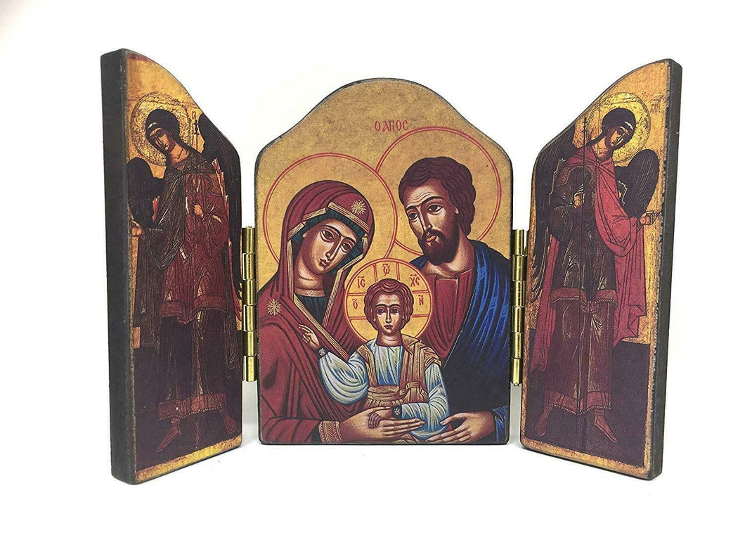 Holy Family Mary Jesus Joseph Triptych Icon Style Religious Wall Plaque Decor