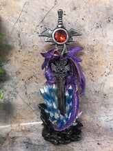 Load image into Gallery viewer, Purple Dragon Guardian Fantasy Sculpture Mythical Statue Ornament Gothic Dragons-OsirisTradingUK
