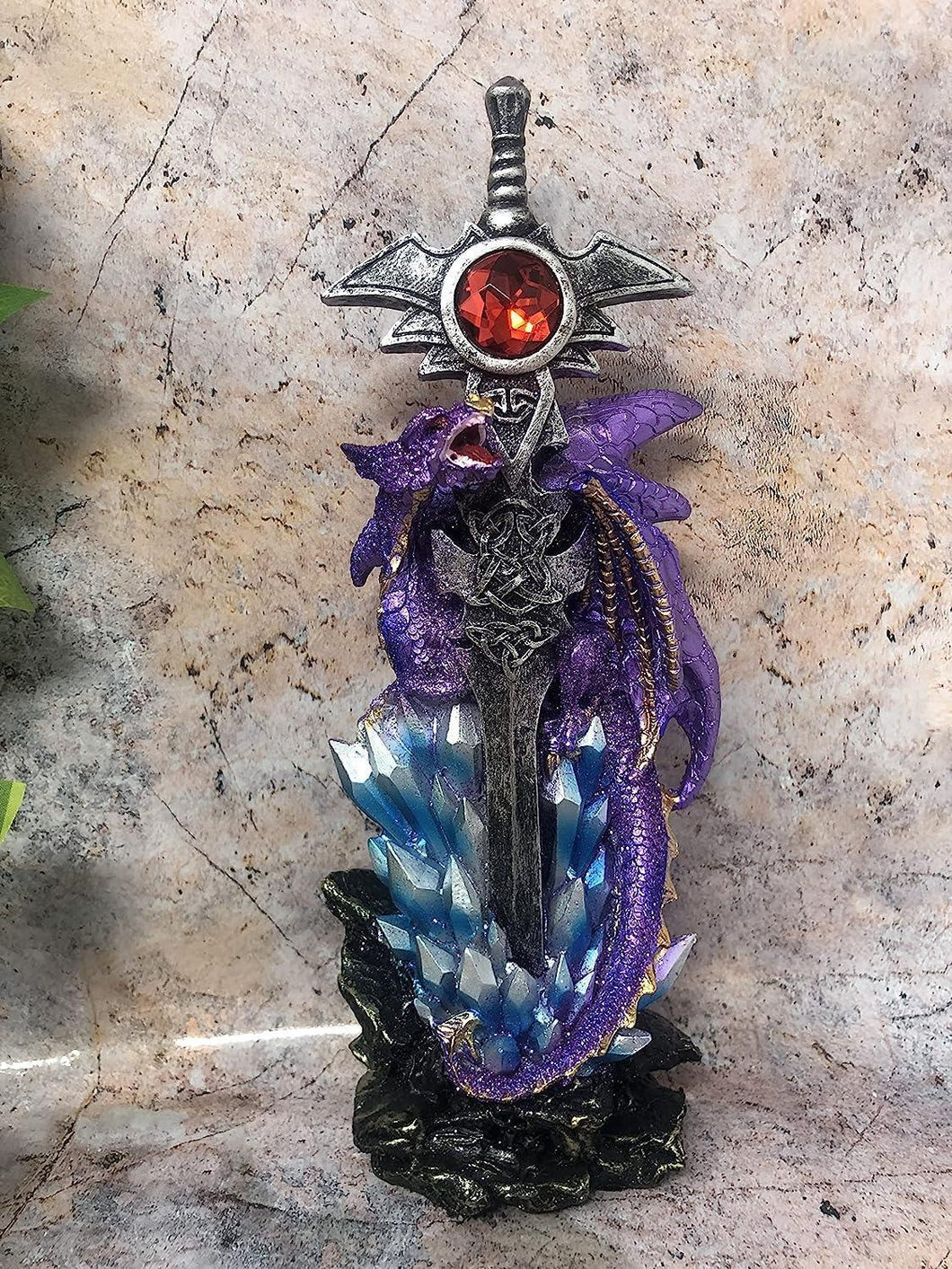 Purple Dragon Guardian Fantasy Sculpture Mythical Statue Ornament Gothic Dragons-OsirisTradingUK