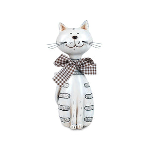 Comical Cat with Ribbon Ornament Figurine Statue Cats Lover Gift Resin Sculpture