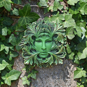 Green Man Lady of the Forest Wall Plaque Pagan Wiccan Garden Ornament Decoration