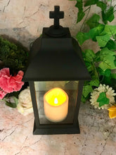 Load image into Gallery viewer, Flameless Lantern Grave Decoration Memorial Ornament with Cross
