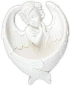 White Guardian Angel Holy Water Font Angel Wings Religious Ornament Decoration