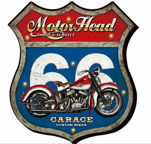 Vintage Metal LED Logo Sign Garage Motorcycle Man Cave Wall Plaque Gift-OsirisTradingUK