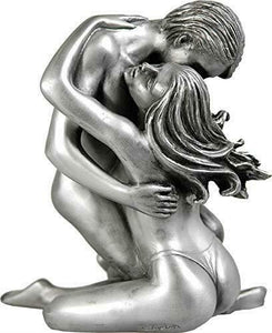 Silver Effect Sculpture Of Couple Embraced Lovers Statue Great Idea
