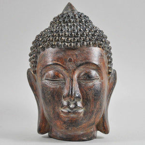 Thai Buddha Head Garden Ornament Spiritual Gift Sculpture Home Decor