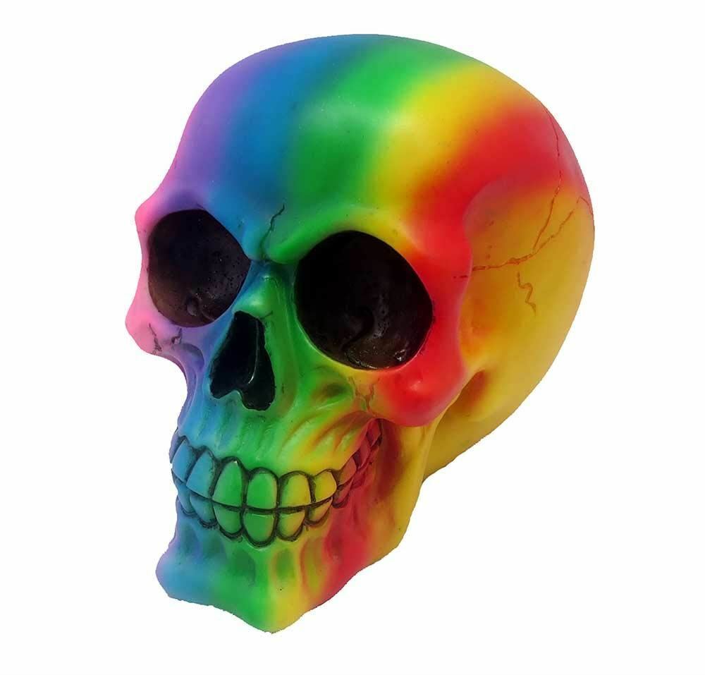 Rainbow Skull Gothic Gift Sculpture Figure Ornament Office Shelf Decoration-OsirisTradingUK